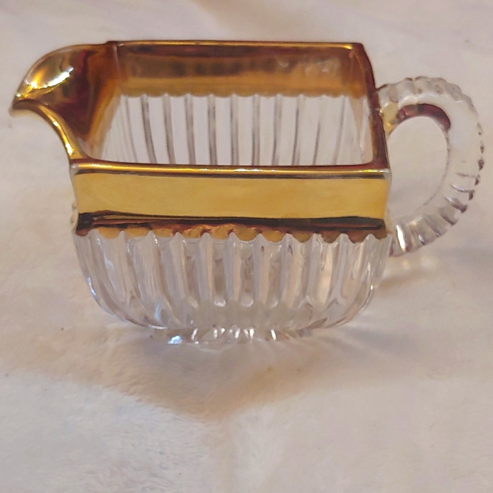 Creamer New York Clear with gold trim by US Glass